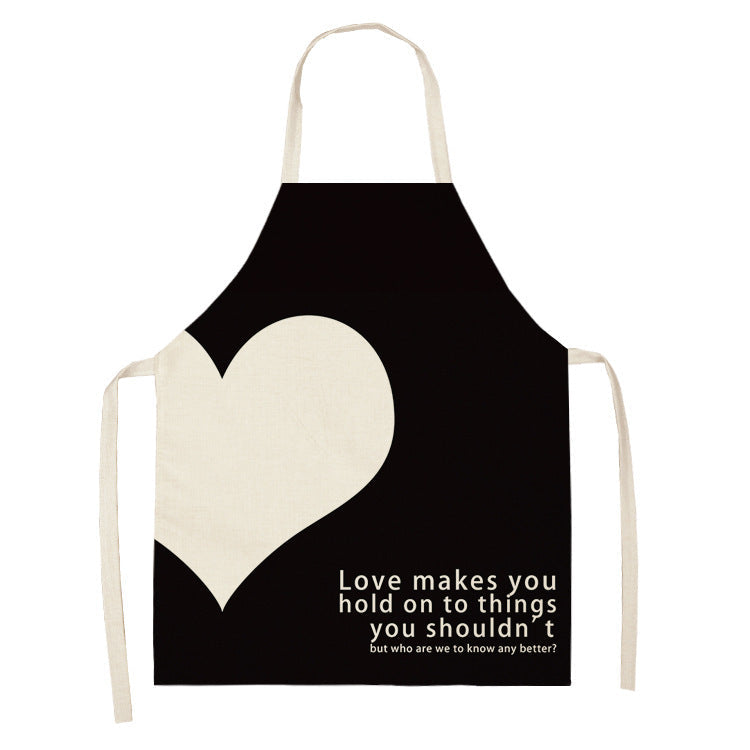 Letter Linen Apron Kitchen Stain-resistant Sleeveless Coverall