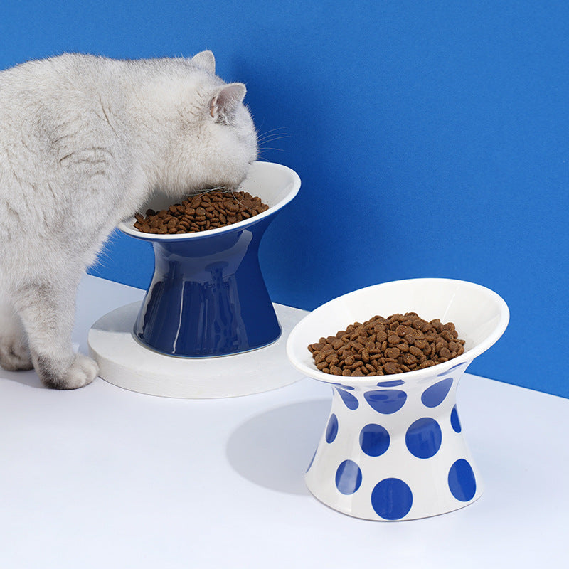 Refuse Black Chin Cat Water Bowl Highfoot Ceramic