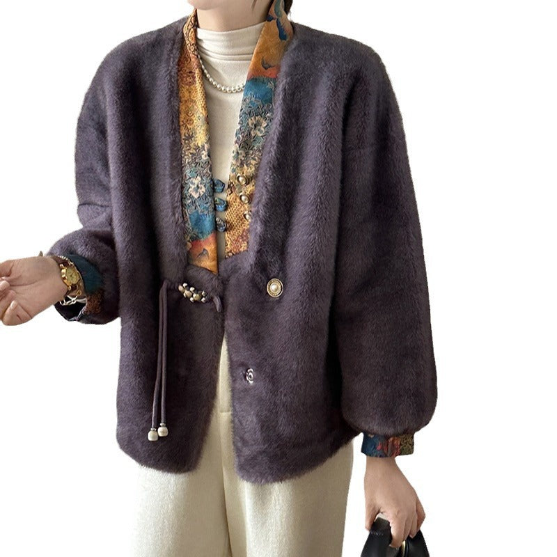 New Chinese Style Environmental Protection Mink Fashionable Coat