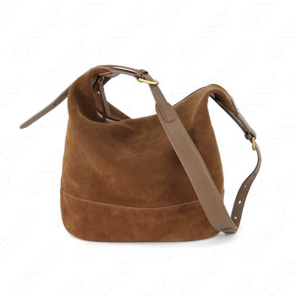 Retro Laid-back Suede Bucket A Versatile Slouchy Commuter Shoulder Or Crossbody Bag