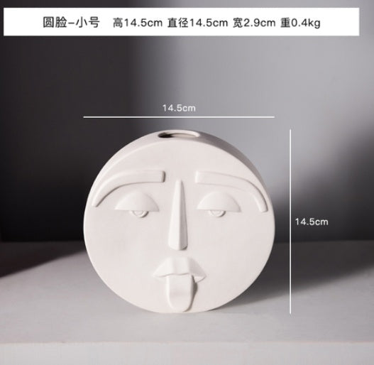 Nordic Style Modern Face Mask Ceramic Vase Home Decoration Flower Vases Head Matte Table Flower Vase for Wedding Decoration Prop