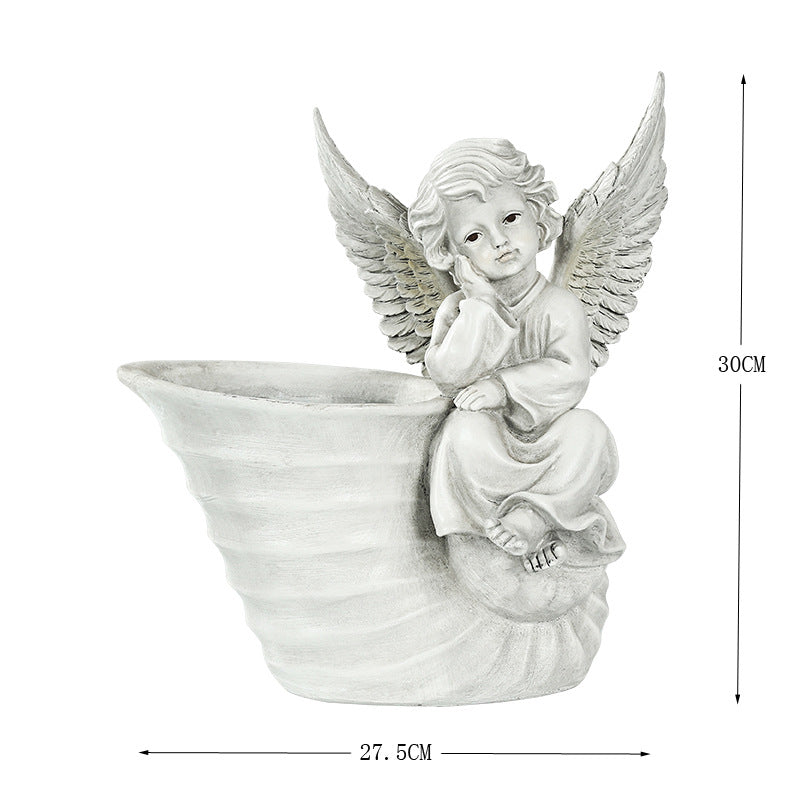 Garden Decoration Angel Flower Cylinder Sculpture