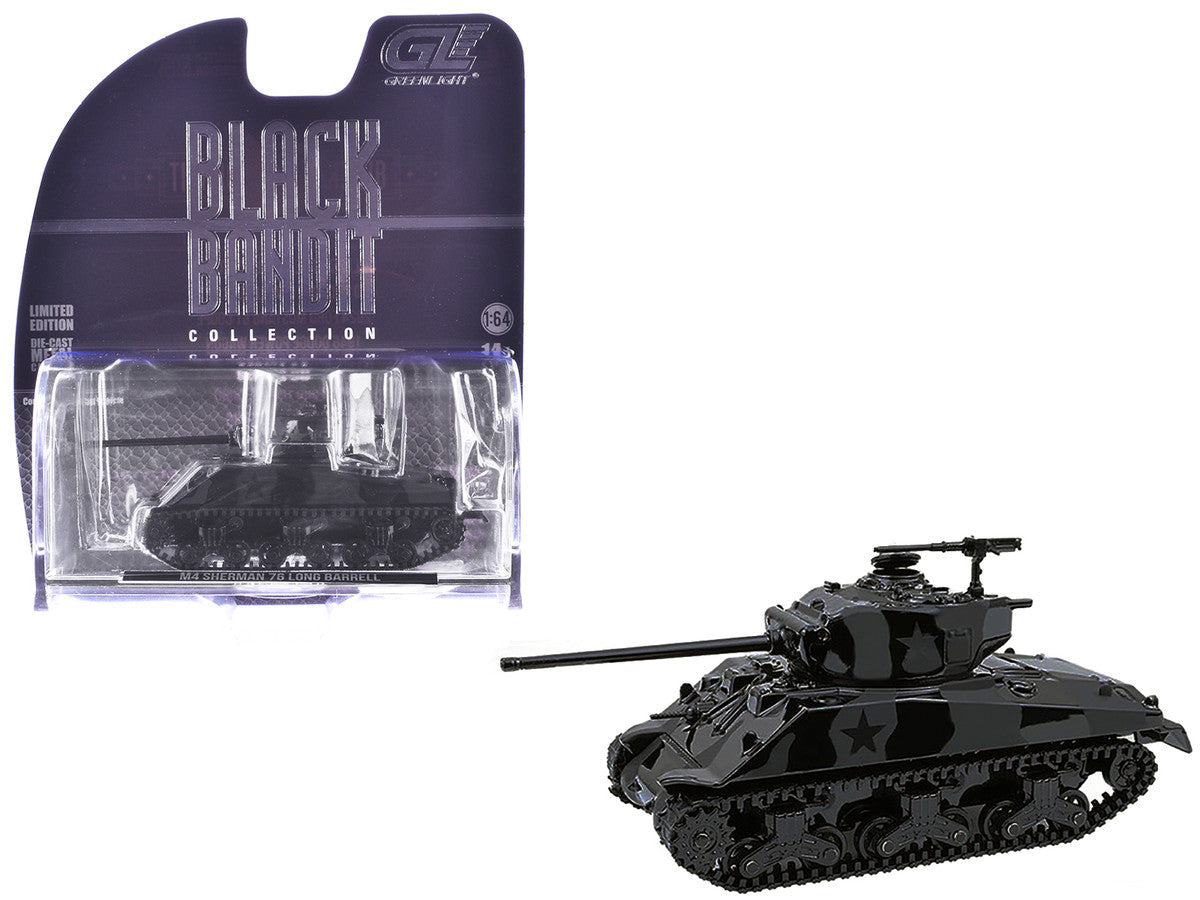 M4 Sherman 76 Long Barrell Tank Black Camouflage "Black Bandit" Series 30 1/64 Diecast Model Car by Greenlight