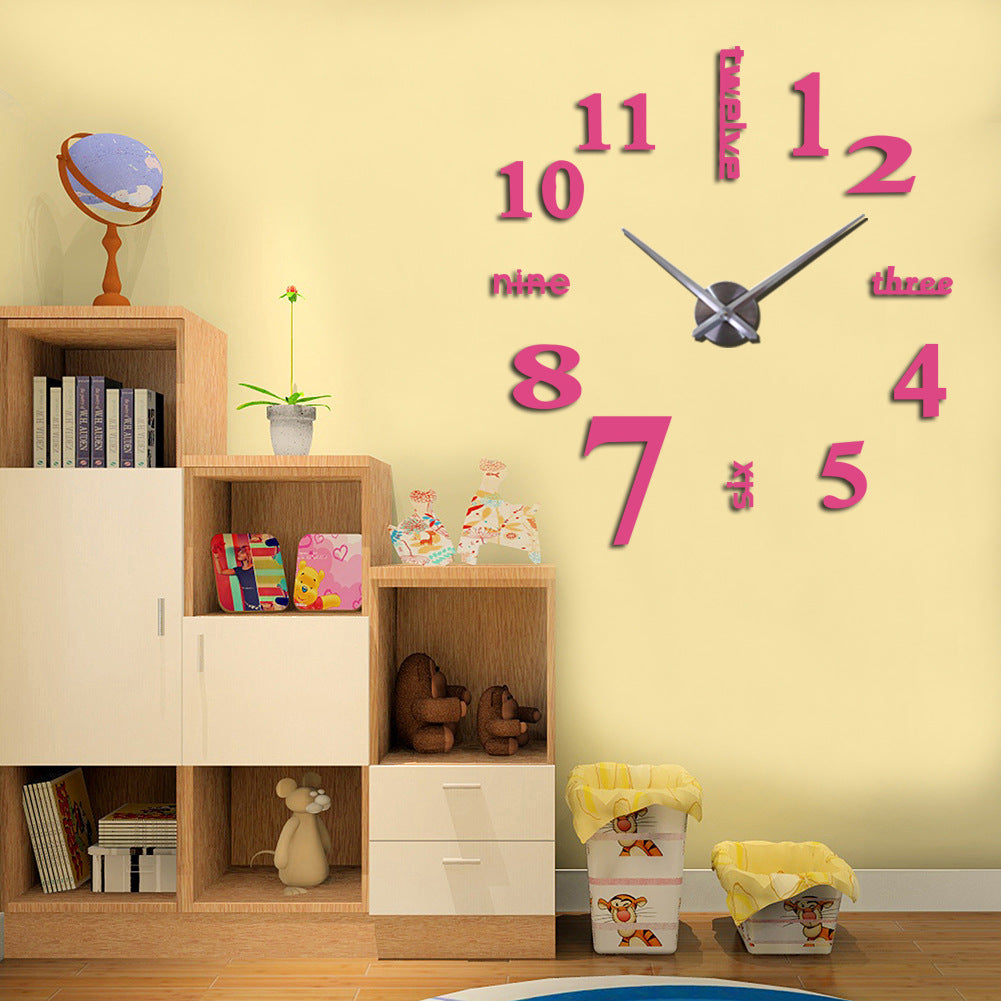 Creative acrylic mirror wall clock DIY stereo hanging