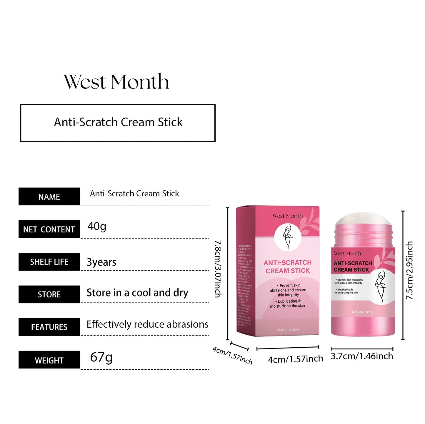 Body Anti Scratch Moisturizing Stick 40g 1 Box