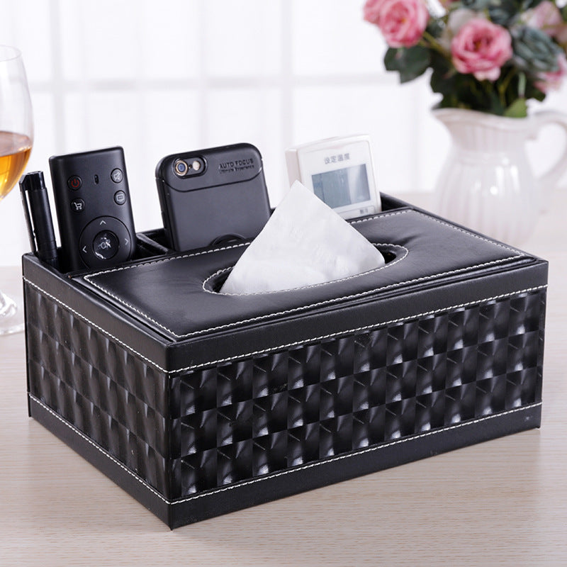 Multifunctional leather tissue box