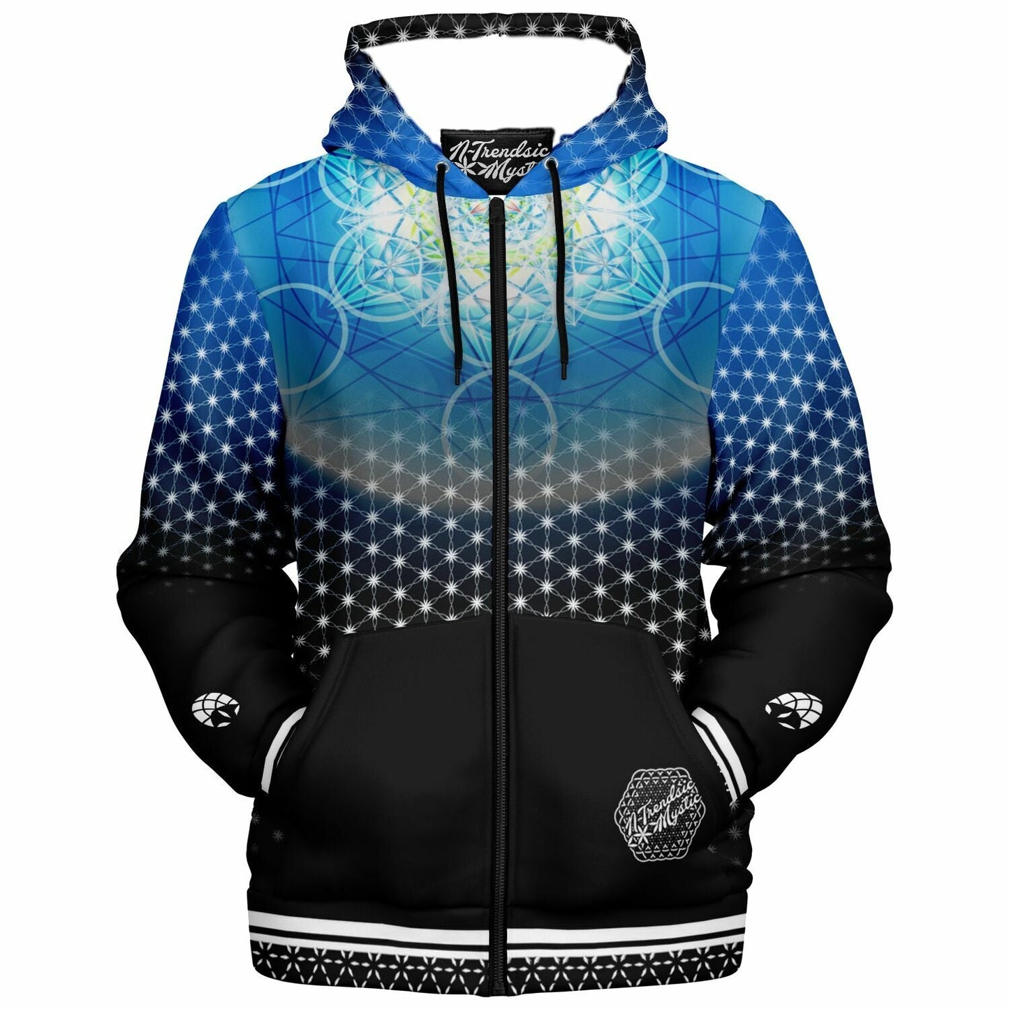 Hermetic Blues | Microfleece Zip Hoodie – AOP