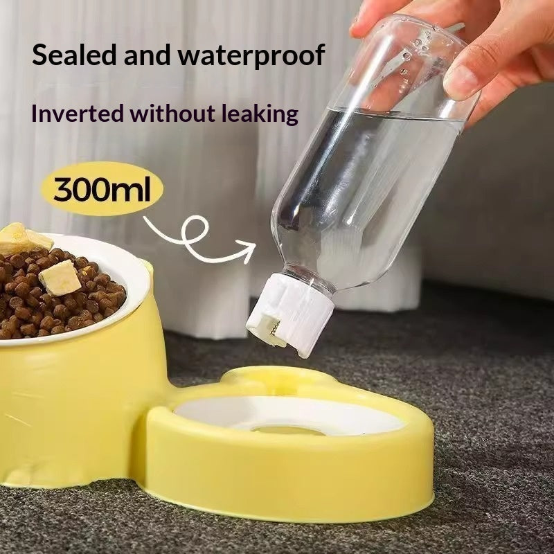 Pet Double Bowl Anti-Tip Cute Stainless Steel Food Bowl