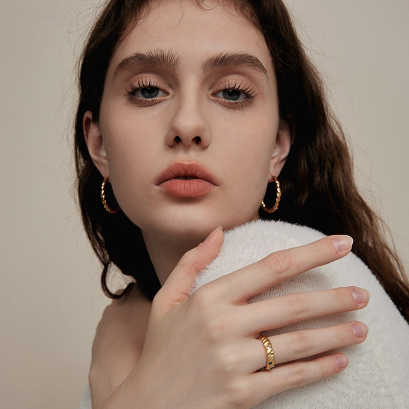 Vintage Era Oil Painting Starry Sky Ring Earrings