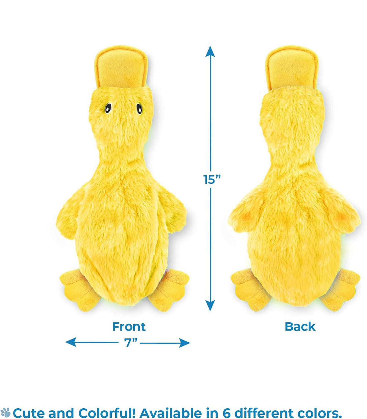 Best Pet Supplies Interactive Squeaky Dog Toy - Crinkle Duck, Yellow  Stuffing-Free Or Stuffed Body, Soft, Squeaks & Crinkles, No Mess, Perfect For Moderate Chewers, Toss And Fetch Play