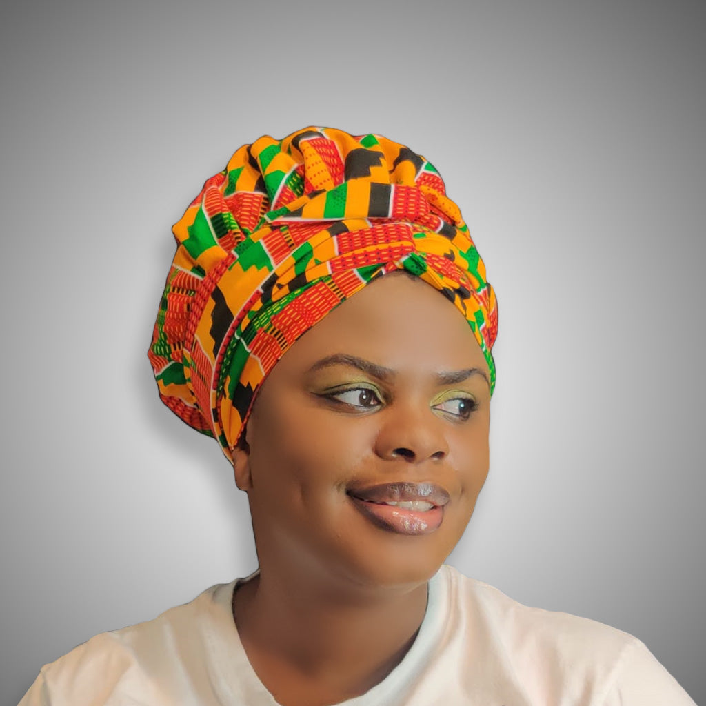 African Print Bonnet wrap