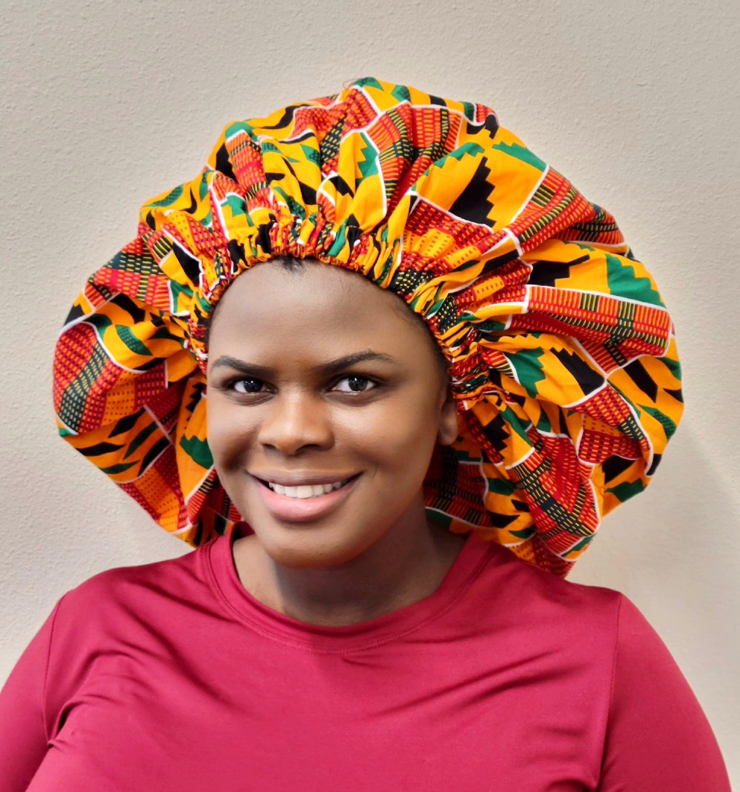 XL Silk Lined African Print Bonnet