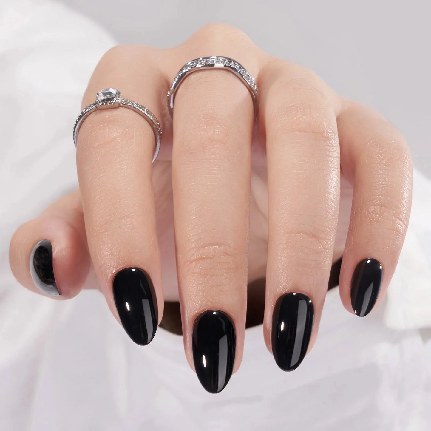 Black Almond Nails - Press on Nails | Long Lasting & Reusable