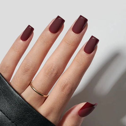 Plum Velvet Square Nails - Press On Nails | Long Lasting & Reusable