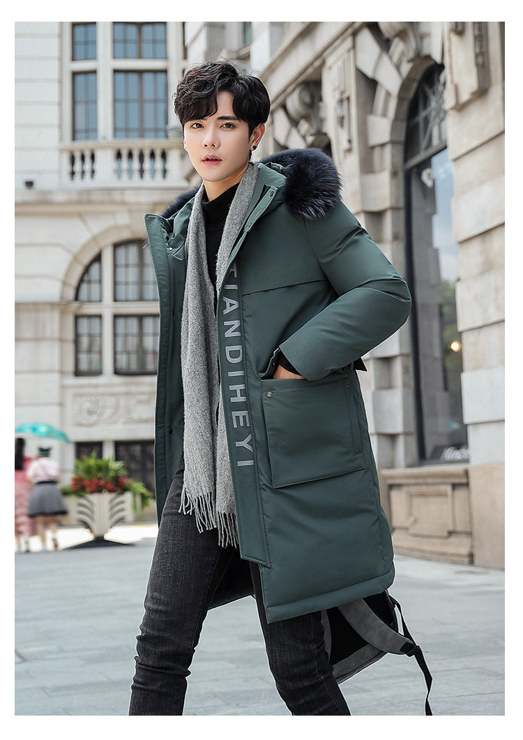 2019 Winter Stylish Long Hooded Cotton Jacket for Men