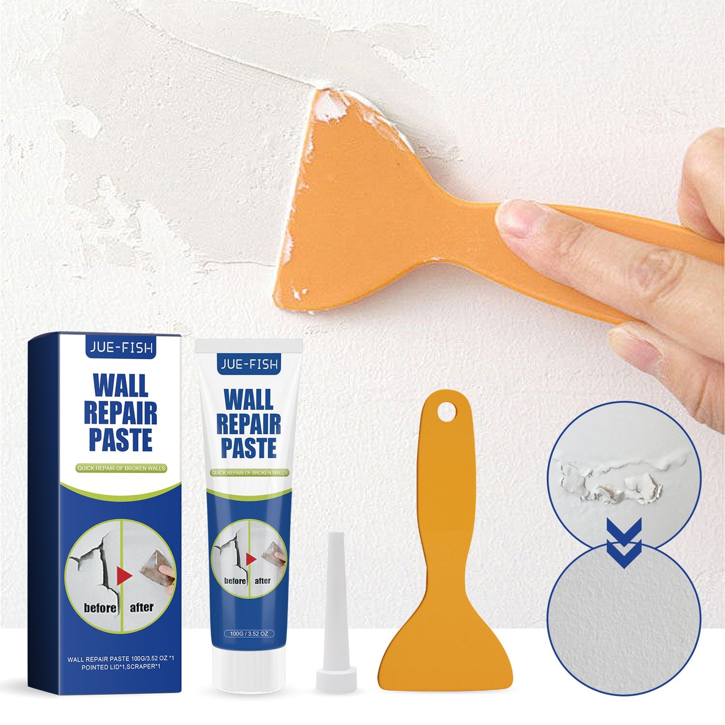Wall Repair Paste 1 0 0g Bottle-1 Scraper-1 Needle Tip1box
