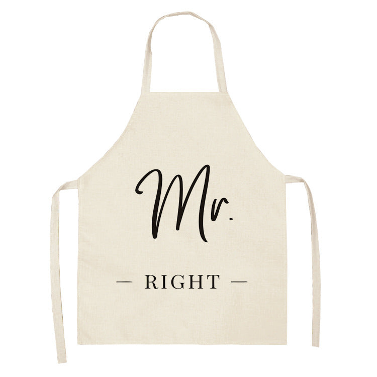 Letter Linen Apron Kitchen Stain-resistant Sleeveless Coverall
