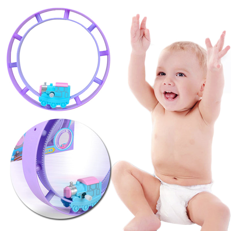 New Cartoon Chain Train Track Wind-Up Lollipop Toy