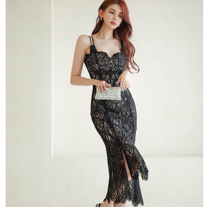 Women's White Temperament Slim Fishtail Dress