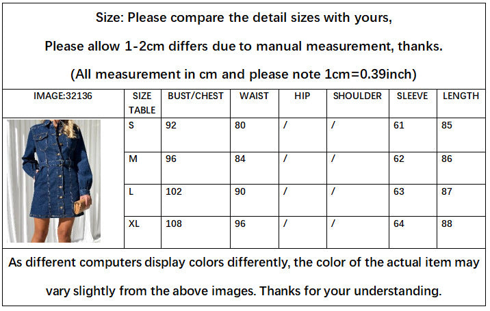 Fashion Casual Button Denim Dress Women
