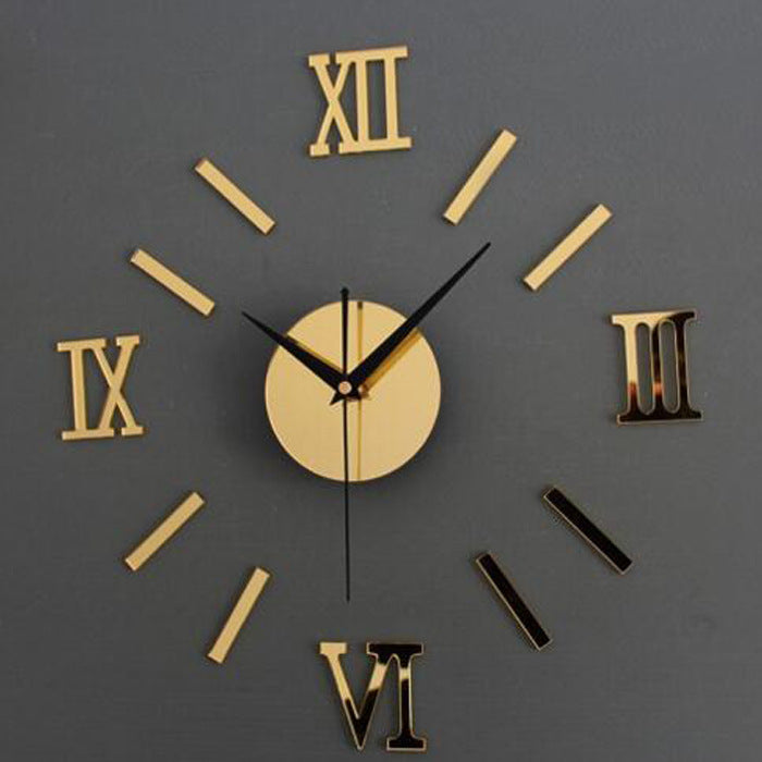 Study Living Room Creative Roman Clock Mirror Silent Wall Clock