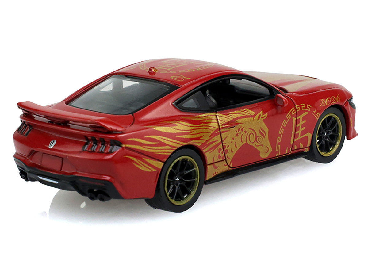 2024 Ford Mustang Dark Horse "Chinese Zodiac 2026 Year of the Horse" Red with Gold Graphics "Hobby Exclusive" Series 1/64 Diecast Model Car by Greenlight