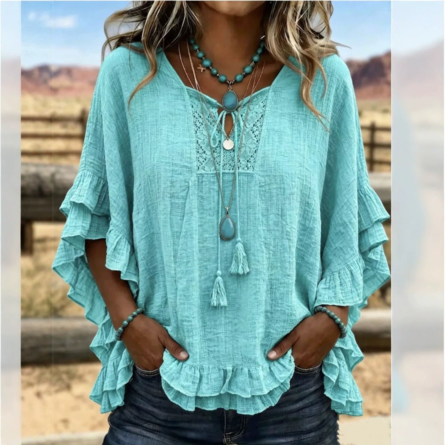 Seasonal European And American Cross-border V-neck Top