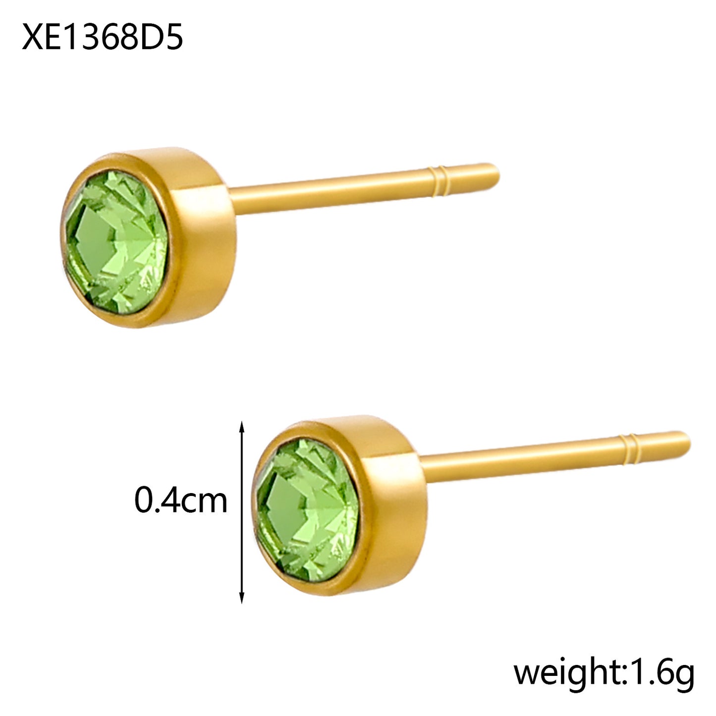 Stainless Steel Gold-plated Birthday Stone Constellation Diamond Bone Nail