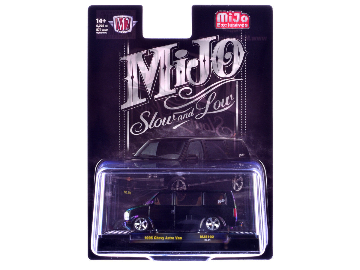 1995 Chevrolet Astro Van "Slow & Low" Black Limited Edition to 6720 pieces Worldwide 1/64 Diecast Model Car by M2 Machines