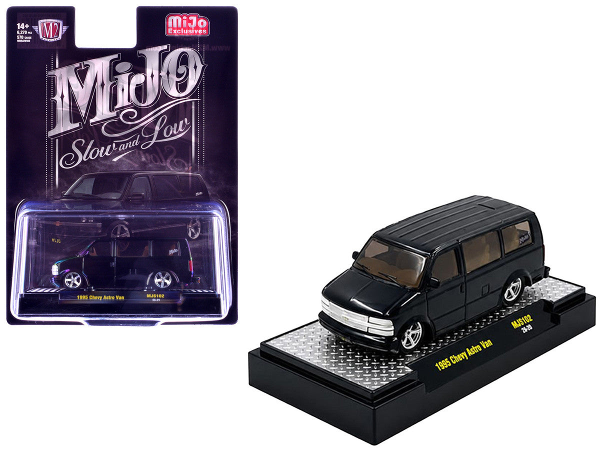 1995 Chevrolet Astro Van "Slow & Low" Black Limited Edition to 6720 pieces Worldwide 1/64 Diecast Model Car by M2 Machines