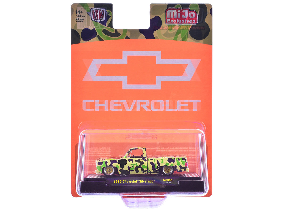 1980 Chevrolet Silverado Pickup Truck Camouflage Limited Edition to 7480 pieces Worldwide 1/64 Diecast Model Car by M2 Machines