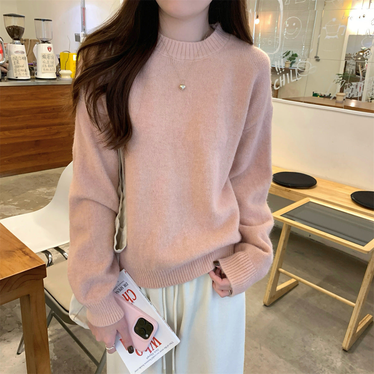 Korean Style Soft Glutinous Loose Candy Color Sweater