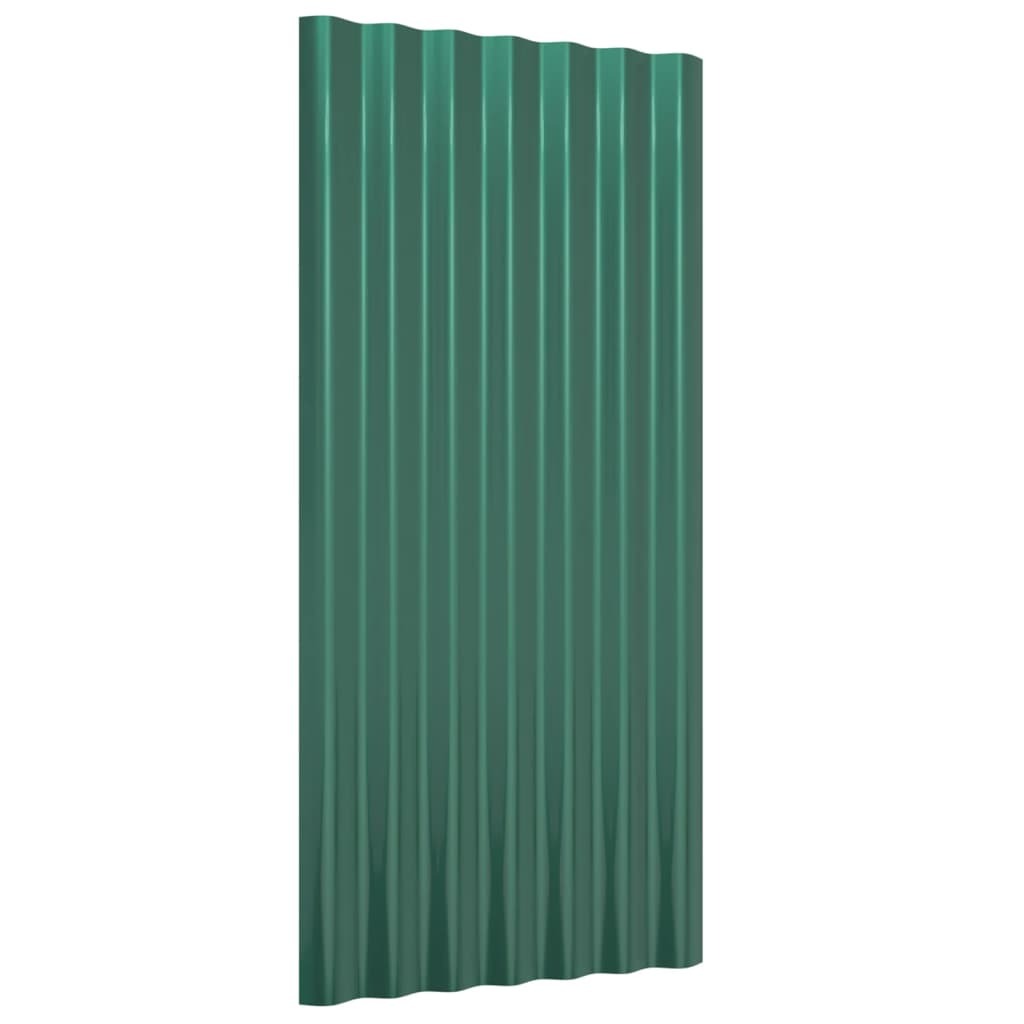 Roof Panels 12 pcs Galvanized Steel Green 31.5"x14.2"