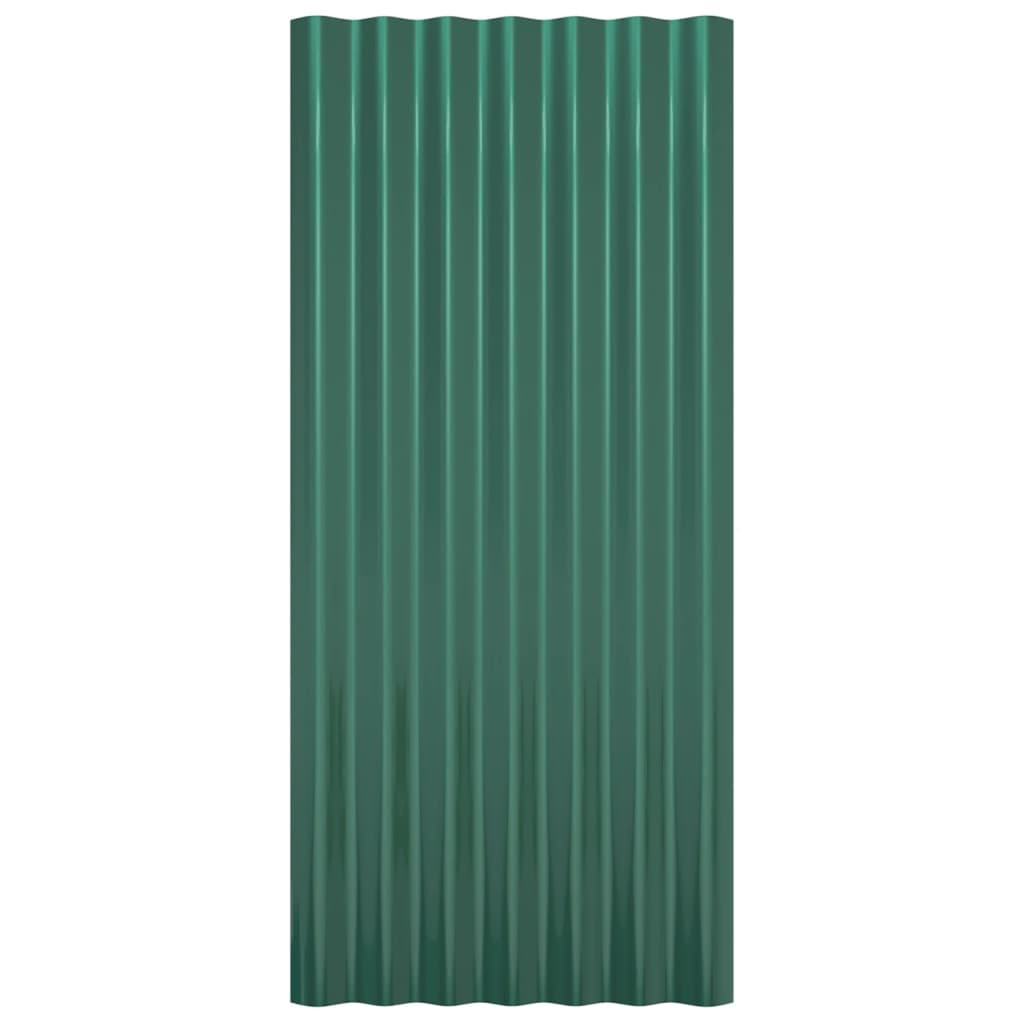Roof Panels 12 pcs Galvanized Steel Green 31.5"x14.2"