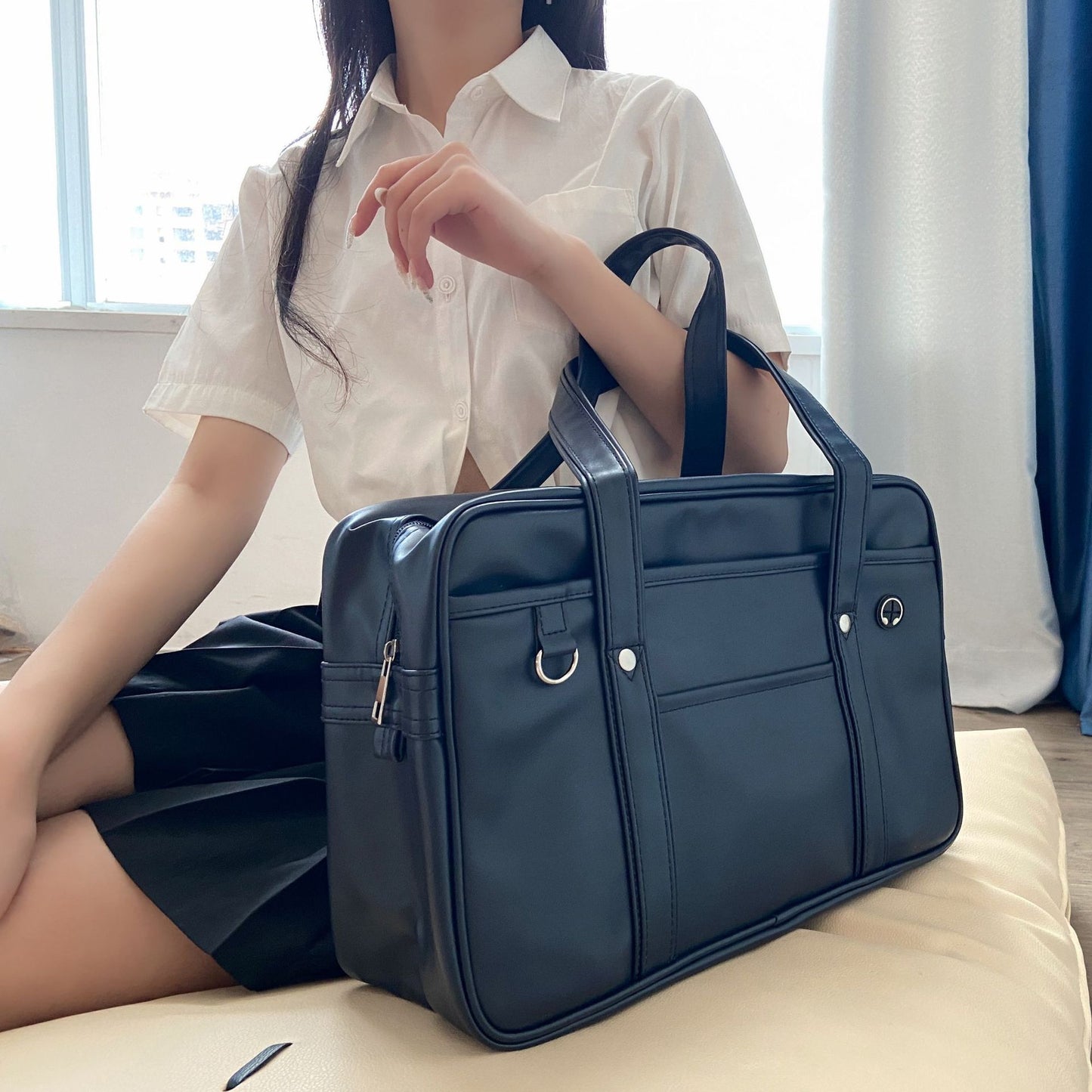 PU Uniform Bag, JK Large Handbag, School Bag With A Campus-supplied Feel, Japanese-style Female High School Student Bag, Unisex Shoulder Briefcase