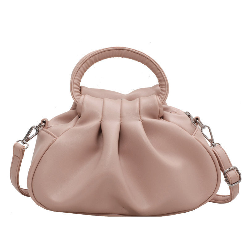 Versatile Womens Retro Cloud-Print Pleated Shoulder Crossbody Bag