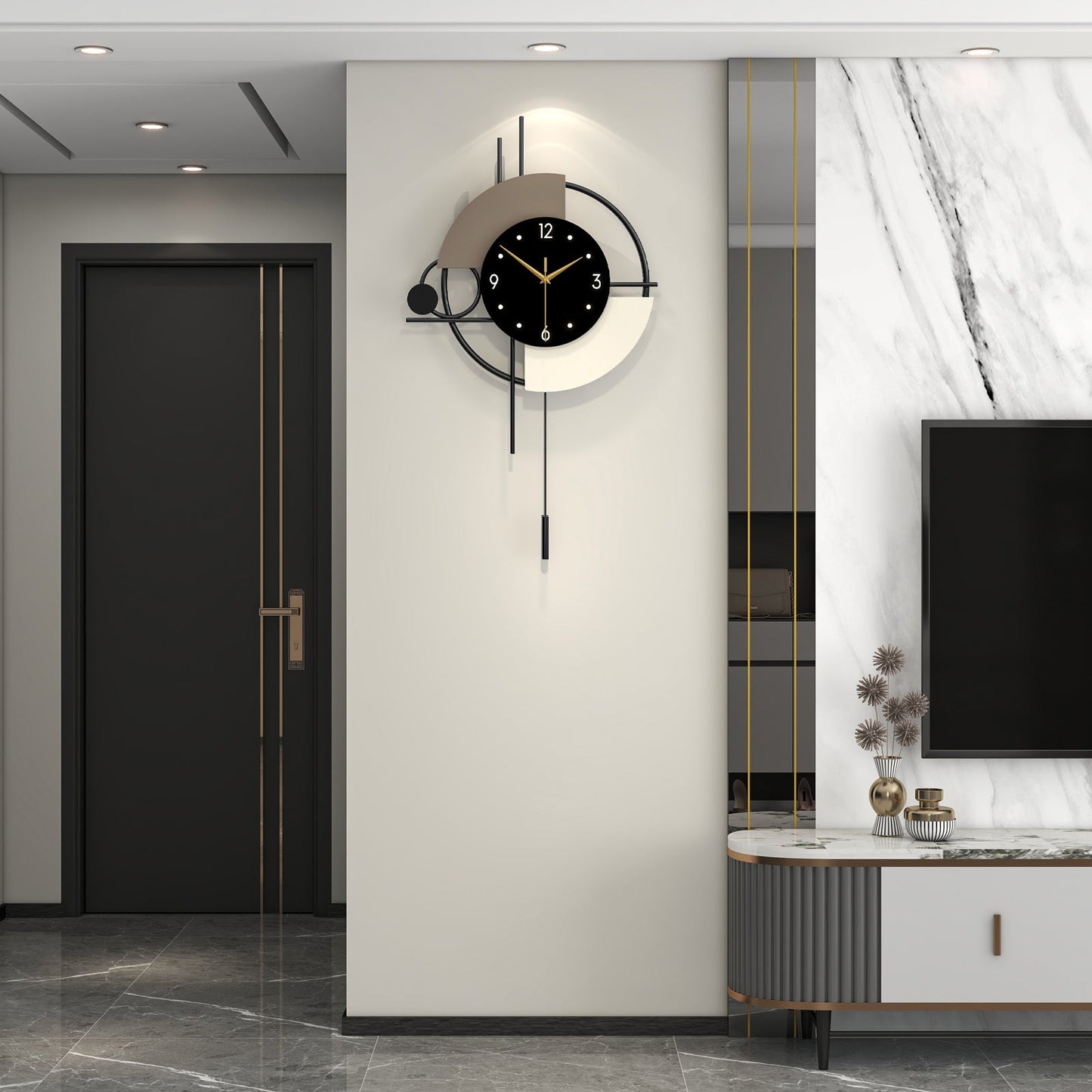 Modern Metal Wall Clock Geometric Decorative Pendulum Home Decor