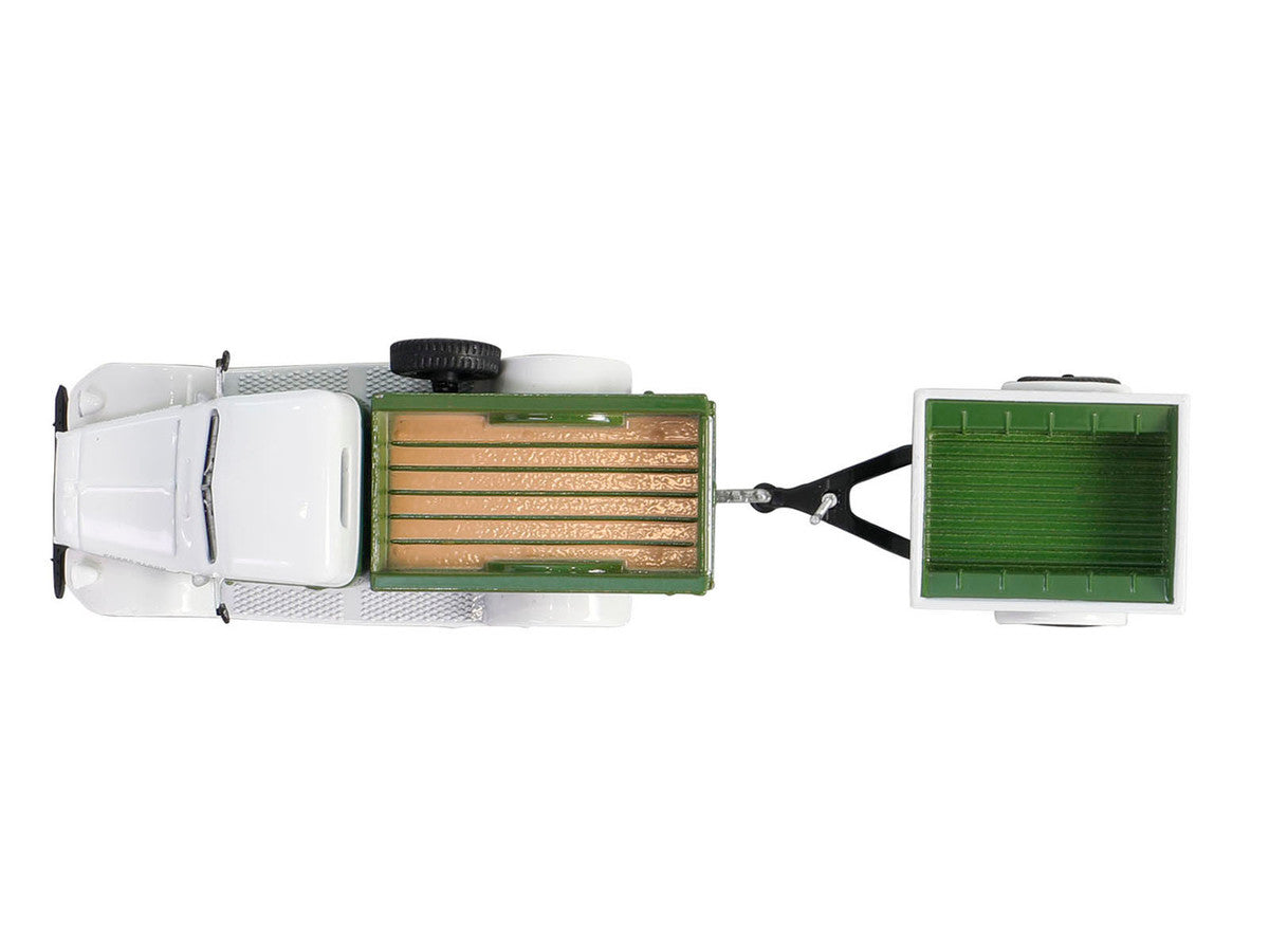 1950 Dodge Power Wagon Pickup Truck Green and White with 1/4 Ton Cargo Trailer Green "Hitch & Tow" Series 32 1/64 Diecast Model Cars by Greenlight