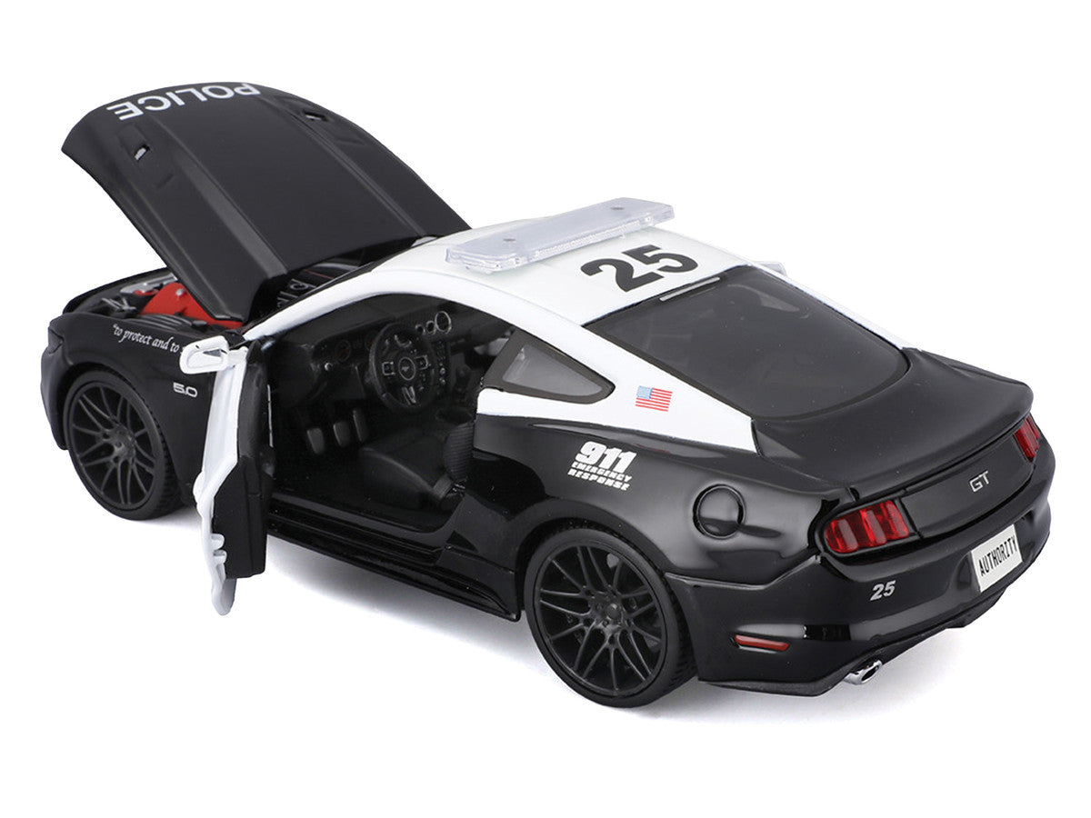 2015 Ford Mustang GT 5.0 "Police" Black and White "Authority" Series 1/24 Diecast Model Car by Maisto
