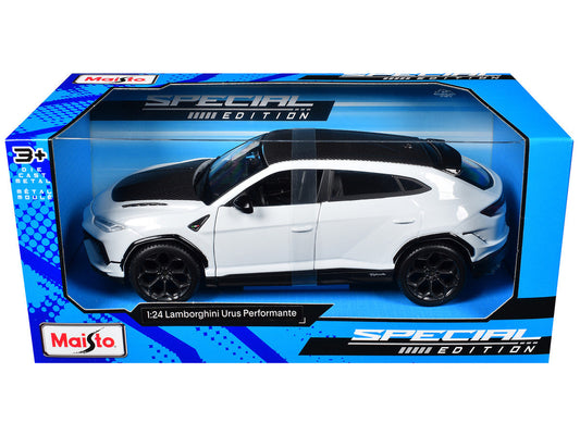 Lamborghini Urus Performante White Metallic with Carbon Hood and Top "Special Edition" Series 1/24 Diecast Model Car by Maisto