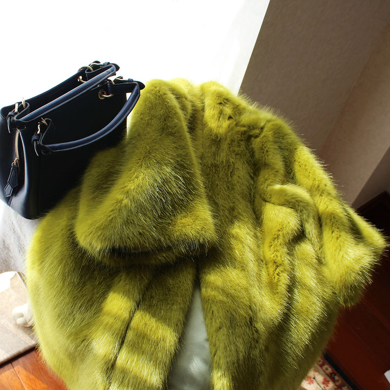 Loose Mid-length Mink Coat Furry Faux Fur