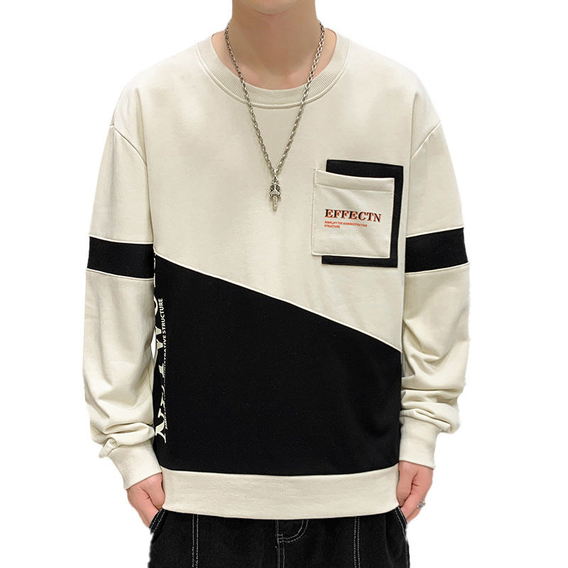 Fleeced Hoodie Pullover For Men With Round Collar