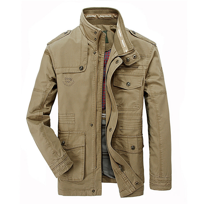 Spring and autumn men's jacket jacket, men's casual pockets, long jackets
