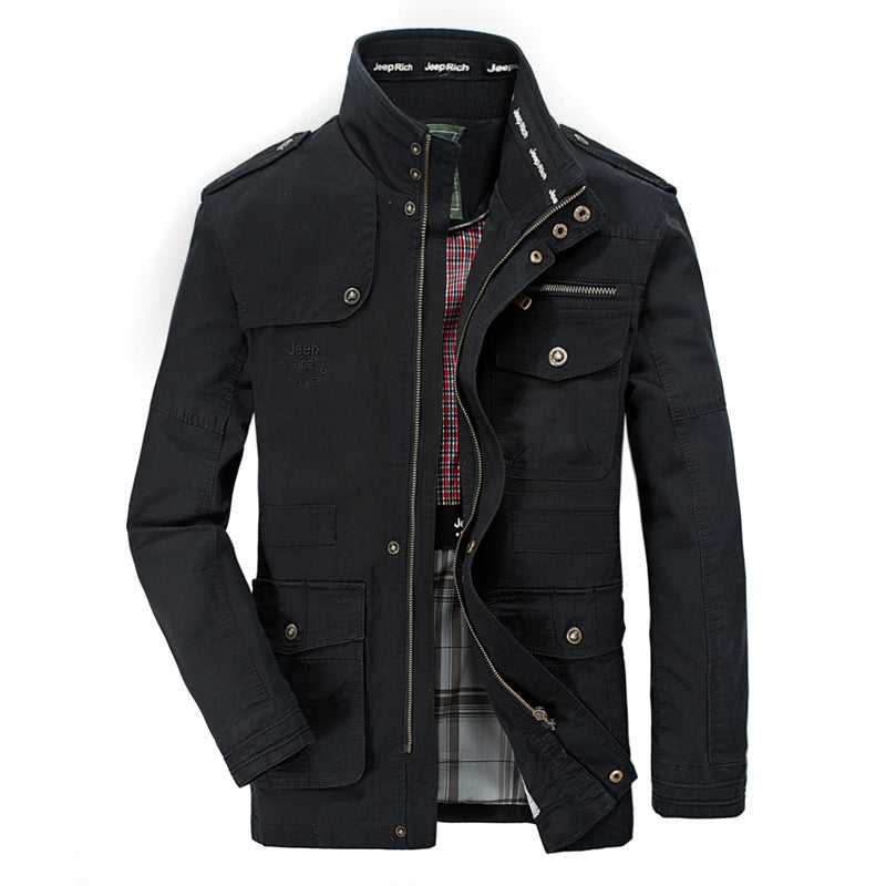Spring and autumn men's jacket jacket, men's casual pockets, long jackets