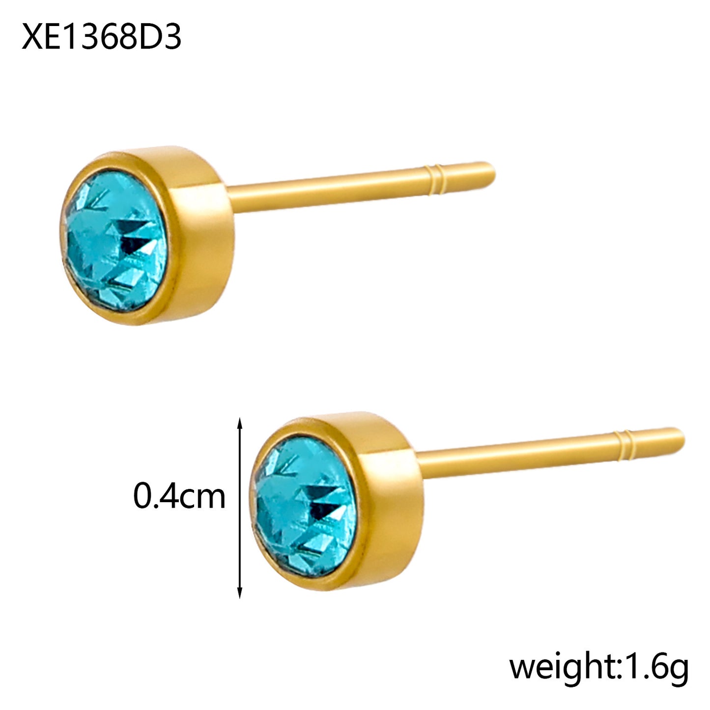 Stainless Steel Gold-plated Birthday Stone Constellation Diamond Bone Nail