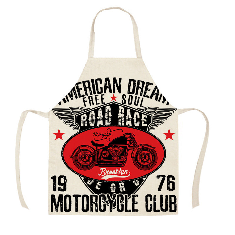 Creative Motorcycle Poster Art Letter Linen Kitchen Apron