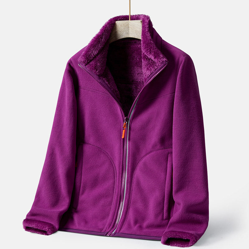 Double-sided Polar Fleece Outdoor Thick Warm Sweater Coat