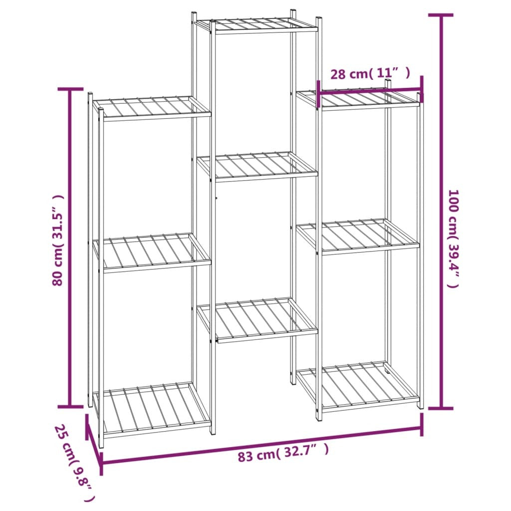 Flower Stand 32.7"x9.8"x39.4" Black Iron