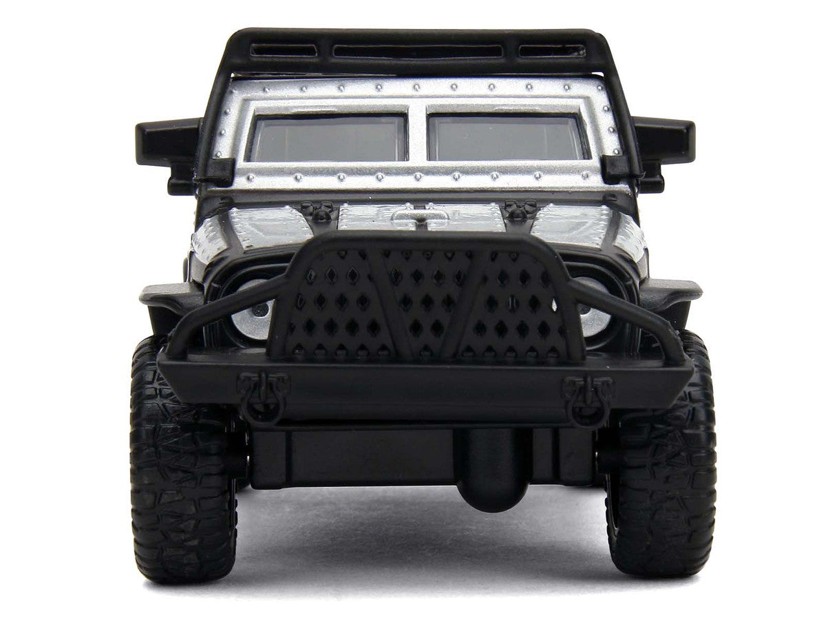 Tej's Jeep Wrangler Custom Silver Metallic with Black Top and Roof Rack "Furious 7" (2015) Movie "25 Years of Fast & Furious" Series 1/32 Diecast Model Car by Jada