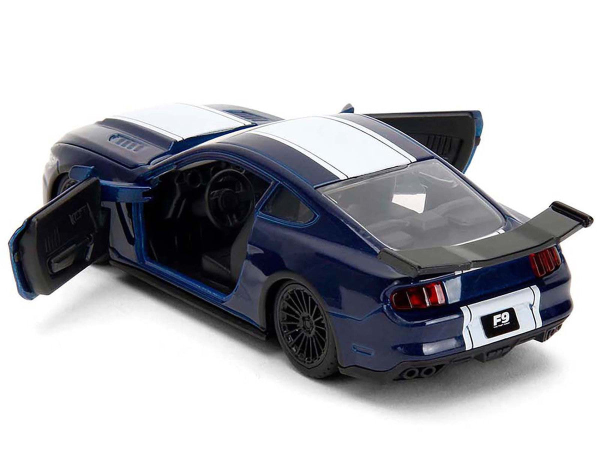 2016 Ford Mustang GT Dark Blue Metallic with White Stripe "F9" (2021) Movie "25 Years of Fast & Furious" Series 1/32 Diecast Model Car by Jada